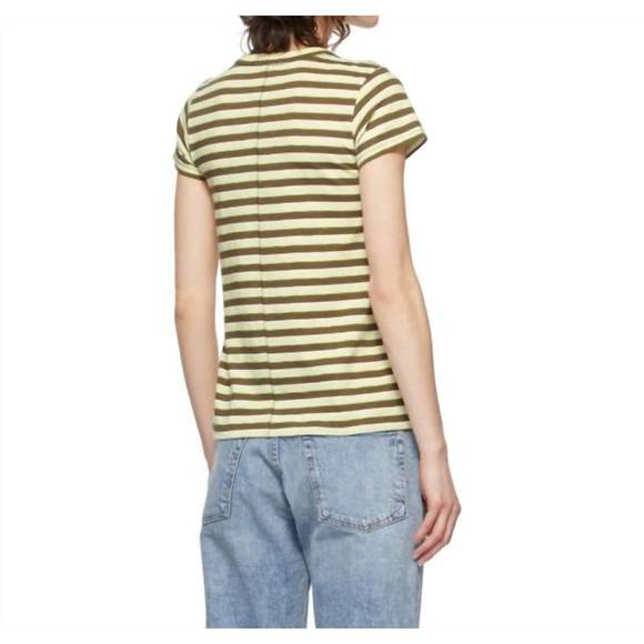 NEW RAG & BONE the slub t-shirt in green stripe - Picture 3 of 3